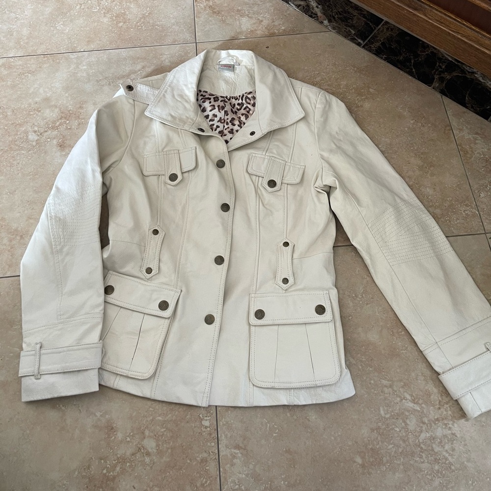 Georgiu Studio White genuine Leather Jacket